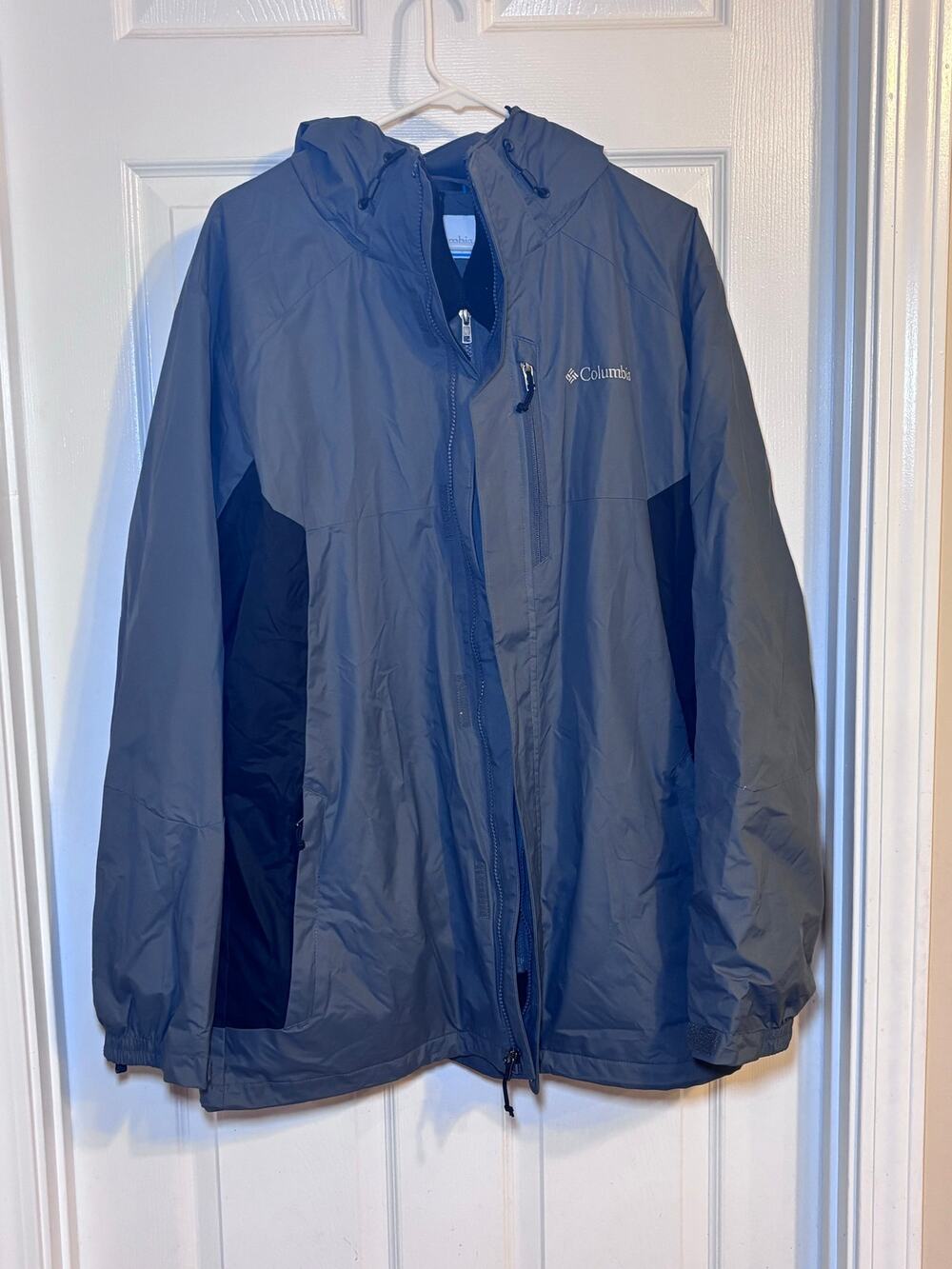 Columbia Interchange Waterproof Hooded Jacket Gray Black Men’s Large L